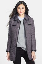 Thumbnail for your product : Steve Madden Faux Leather Trim Quilted Walking Coat with Removable Hood (Online Only)