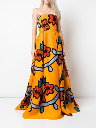 Carolina Herrera Floral Strapless Gown