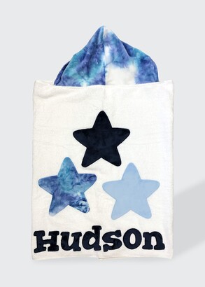 Boogie Baby Boy's Triple Stars Tie-Dye Hooded Towel, Personalized