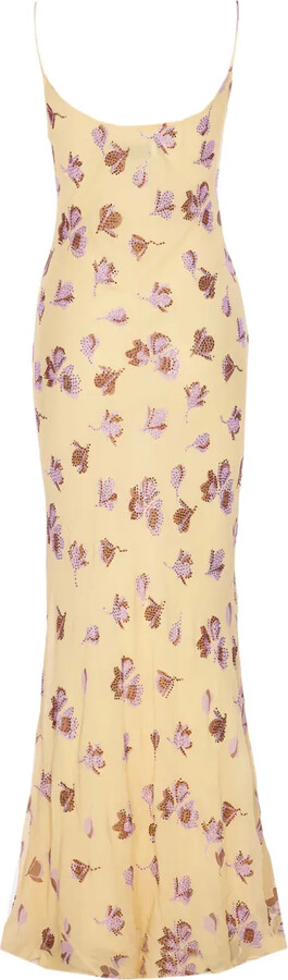Self-Portrait Floral-Print Rhinestone Maxi Dress