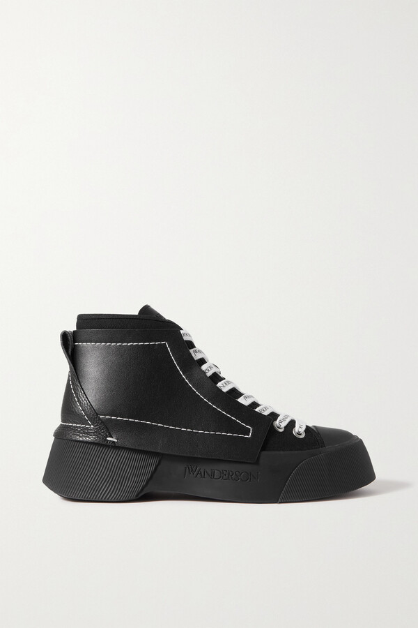 black leather high tops