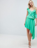 Thumbnail for your product : ASOS Tall DESIGN Tall asymmetric ruffle soft midi dress
