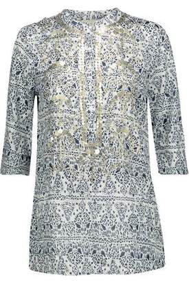 Figue Jasmine Sequin-Embellished Printed Cotton-Broadcloth Tunic