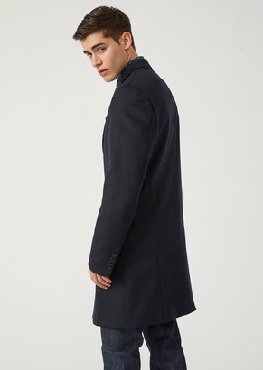 Emporio Armani Modern Fit Single-Breasted Coat In Virgin Wool
