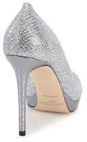 Thumbnail for your product : Jimmy Choo Luna 100 Leather & Glitter Peep Toe Pumps