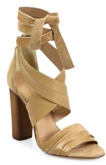 Vince Beatrice Leather & Suede Wraparound Block-Heel Sandals