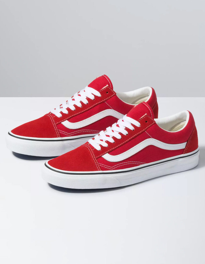 white with red stripe vans