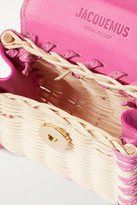 Thumbnail for your product : Jacquemus Le Chiquito Leather-trimmed Wicker Tote - Bright pink