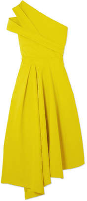 Preen by Thornton Bregazzi Danica Asymmetric Pleated Stretch-crepe Dress - Bright yellow