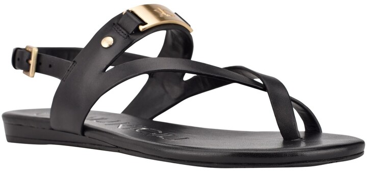 Calvin Klein Women's Sadra Ankle Strap Flat Sandals Women's Shoes -  ShopStyle