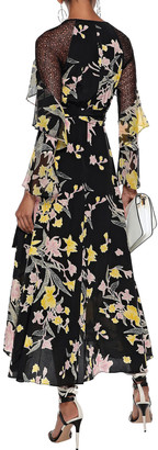 Diane von Furstenberg Alice Lace-paneled Floral-print Chiffon And Silk Crepe De Chine Midi Wrap Dress