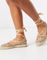 cream lace up espadrilles