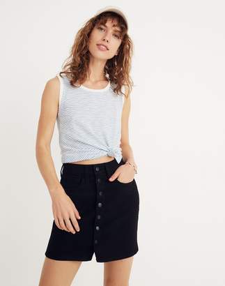 Madewell Stretch Denim Straight Mini Skirt in Black Frost: Button-Front Edition