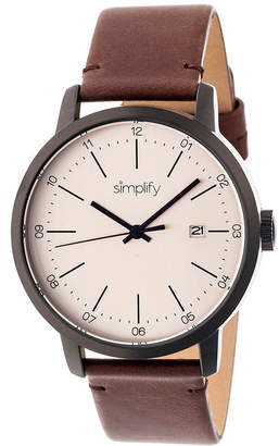 Simplify Mens The 2500 Pewter Dial Leather-Band Watch with Date SIM2504