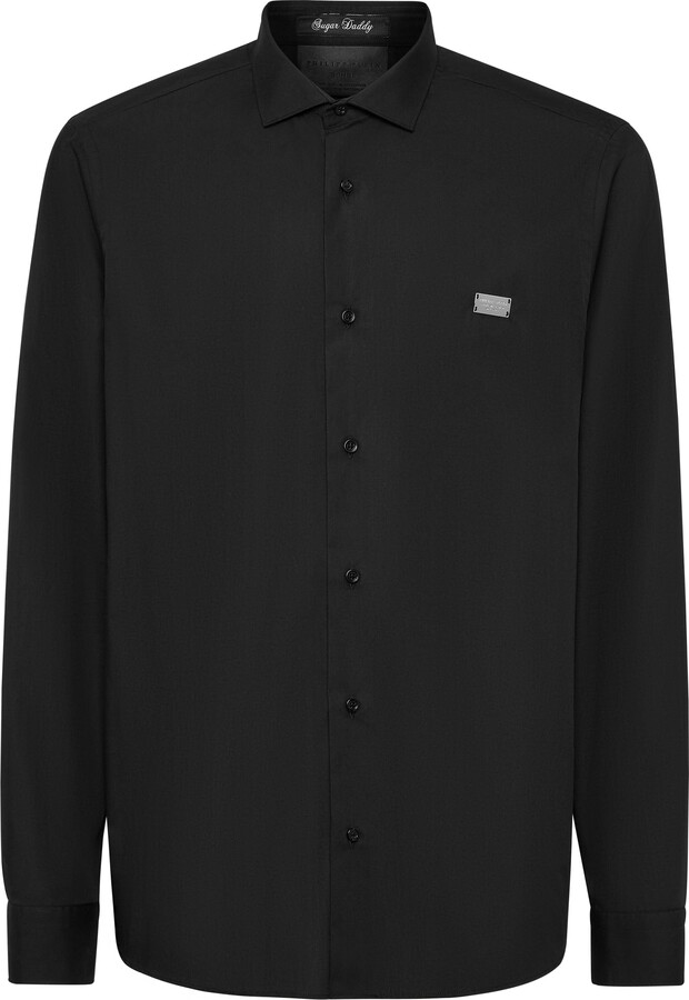 Philipp Plein Shirt Sugar Daddy Cut Long-Sleeve Crystal Skull