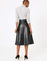 Thumbnail for your product : AutographMarks and Spencer Leather Fit & Flare Midi Skirt