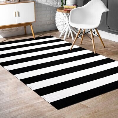 ZEIYUQI 3D Printing Non-Slip Entry Door Carpet Geometric Washable Outdoor Patio Rugs Easy to Cut,Black Triangle,200x120cmA