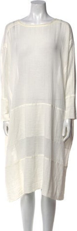 Malia Mills Tent Dress White Long Sleeve with Bateau Neckline