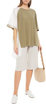 Thumbnail for your product : Clu Asymmetric Paneled Two-tone Tencel-blend Top