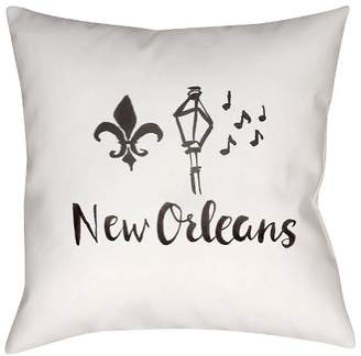 Surya White Souvenir New Orleans Throw Pillow 18"x18"