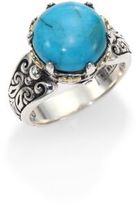 Thumbnail for your product : Konstantino Hermione Turquoise, 18K Yellow Gold & Sterling Silver Large Bezel Ring