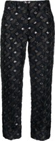 Patterned-Jacquard Cropped Trousers 