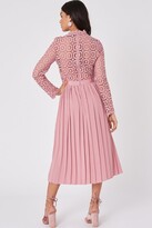 Thumbnail for your product : Little Mistress Alice Pink Crochet Top Midaxi Dress With Pleated Skirt