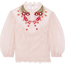 Temperley London Leo Embroidered Lace Top