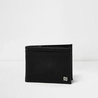 River Island Mens Black perforated foldout wallet