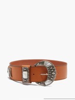 Thumbnail for your product : Etro Mother-of-pearl Inlay Leather Belt - Tan Multi