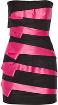 Thumbnail for your product : Balmain Tiered canvas and satin strapless mini dress