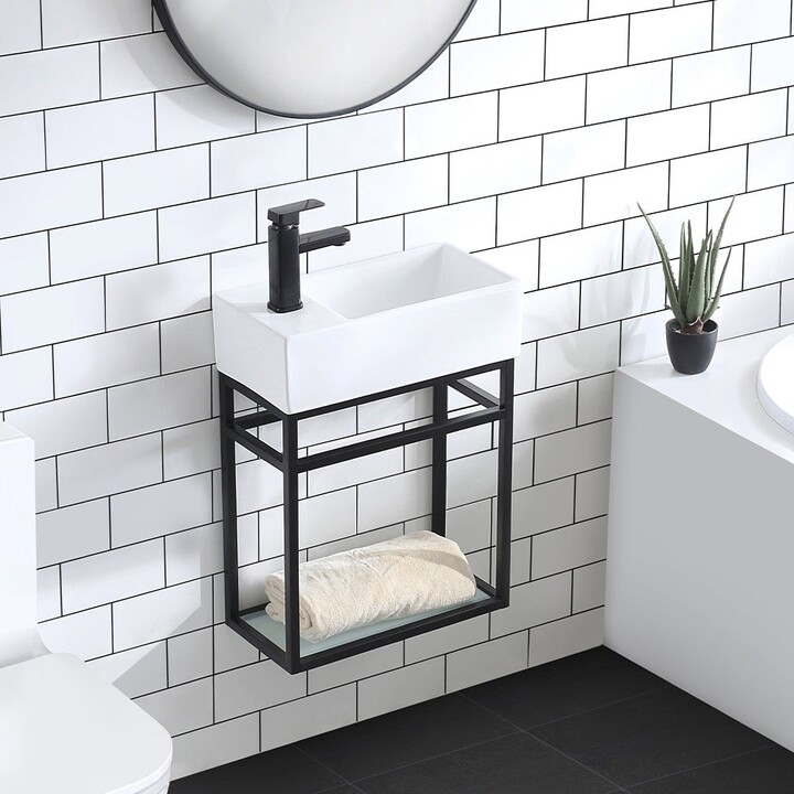 Swiss Madison Pierre 36 Single Open Shelf Metal Frame Bathroom Vanity, Black