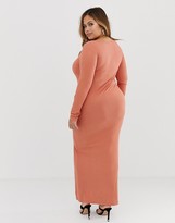 Thumbnail for your product : ASOS DESIGN Curve rib maxi dress with sweetheart neck and split
