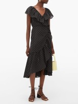 Thumbnail for your product : Rebecca Taylor Ruffled Fil-coupe Wrap Midi Dress - Black White