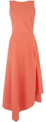 warehouse tie back midi dress coral