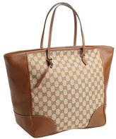 Thumbnail for your product : Gucci beige leather trim GG canvas tote