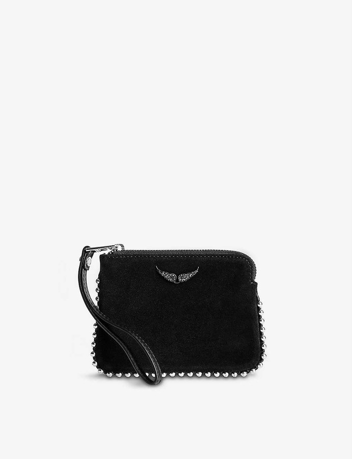 Zadig & Voltaire Uma mini stud-embellished suede clutch bag - ShopStyle