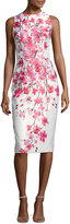 Thumbnail for your product : David Meister Sleeveless Floral Satin Cocktail Dress, White/Pink