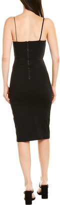 david lerner asymmetrical strap midi dress