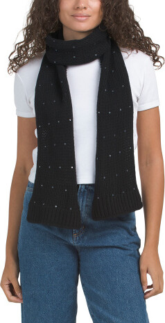 TJMAXX Lambswool Blend Scarf With Scattered Sequins For Women, Nylon/Wool