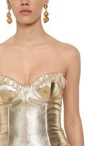 Thumbnail for your product : Moschino CRYSTAL DROP LAMINATED LEATHER DRESS