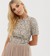 Thumbnail for your product : Lace & Beads cropped top with embellishment and open back co-ord