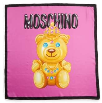 Moschino Bear Print Silk Scarf