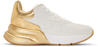 Alexander McQueen White and Gold Oversized Runner Sneakers