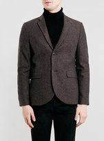 Thumbnail for your product : Topman Brown Textured Skinny Fit Blazer