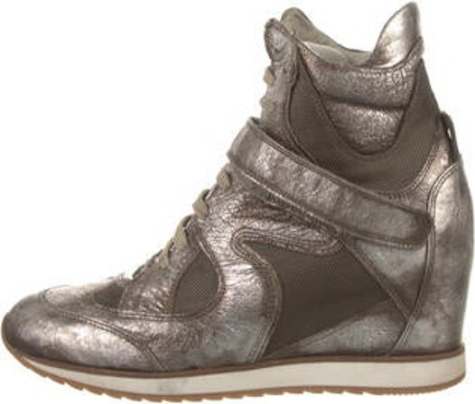 Elena Iachi Leather Printed Wedge Sneakers - ShopStyle