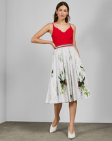 Thumbnail for your product : Ted Baker THIMA Tutti Frutti cotton pleated midi-skirt