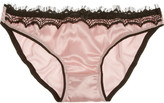 Thumbnail for your product : Mimi Holliday Bisou Bisou Strawberry lace-trimmed stretch-silk satin briefs