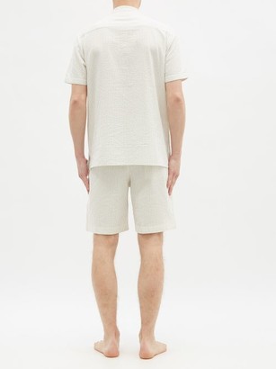 P. Le Moult - Piped Striped Cotton-seersucker Pyjamas - Beige Multi