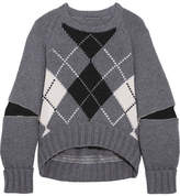 Alexander McQueen - Oversized Zip-detailed Argyle Wool Sweater - Gray